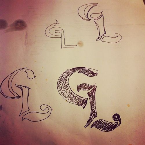 Capital letters - project for a mother of pearl inlay